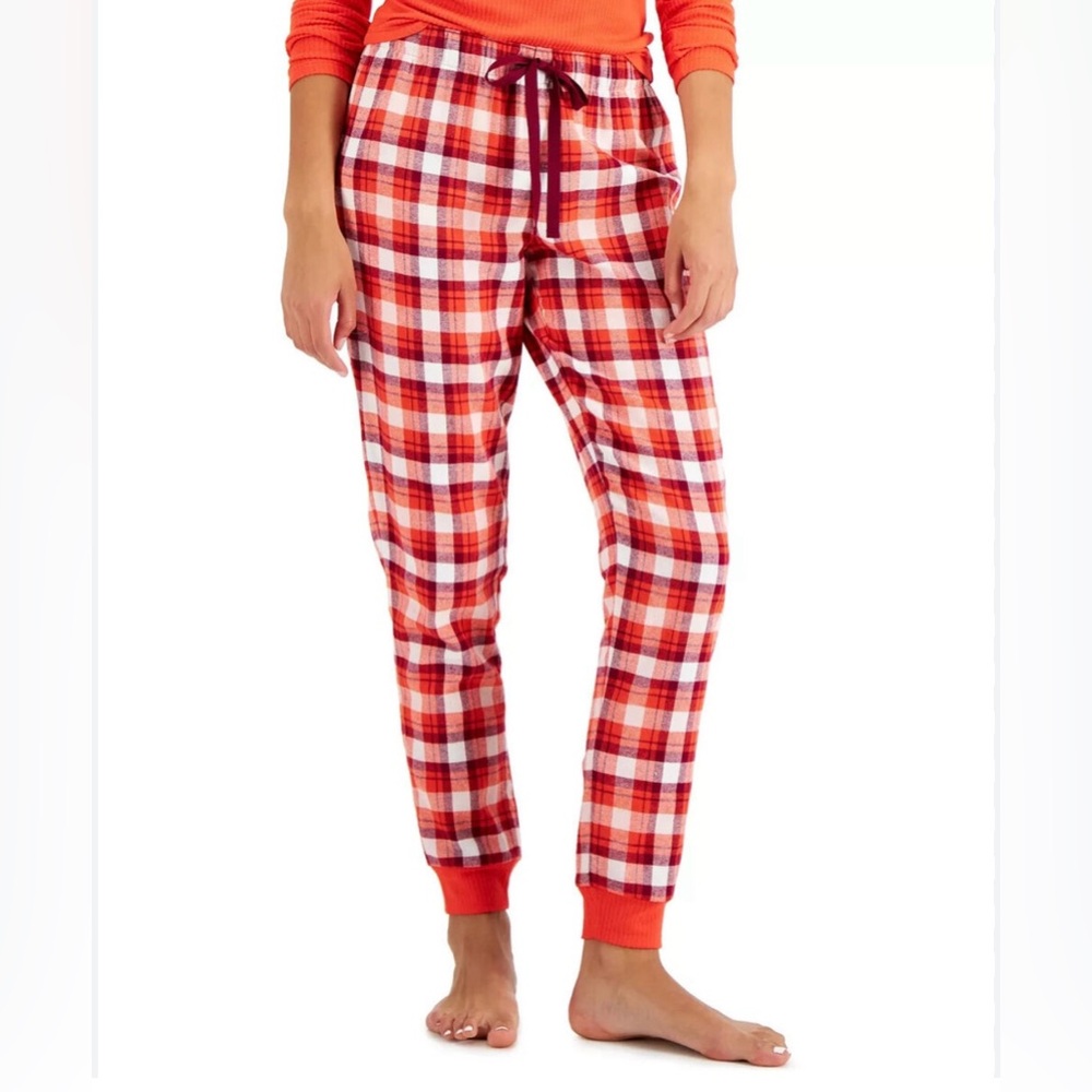 Jenni Intimates Orange Plaid Pajama Pants
